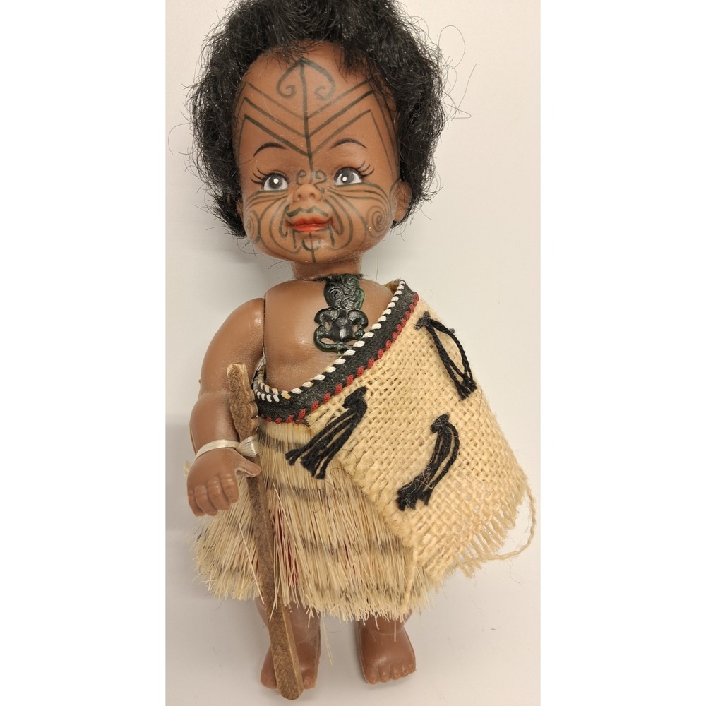 Māori Doll Vintage 1960s New‎ Zealand 8 Inch Traditional Maori Style Dress